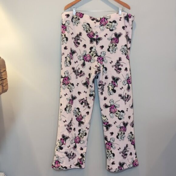 3/$20 Disney Minnie Mouse Fleece Pajama Pants Lounge Winter Pull On Straight Leg - Picture 6 of 7